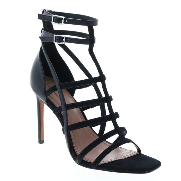 BCBGMaxAzria Shoes - BCBGMaxazria Ilsa Dress Calf Kidsuede Women Black Strap Heels Shoes Size 9 / 39